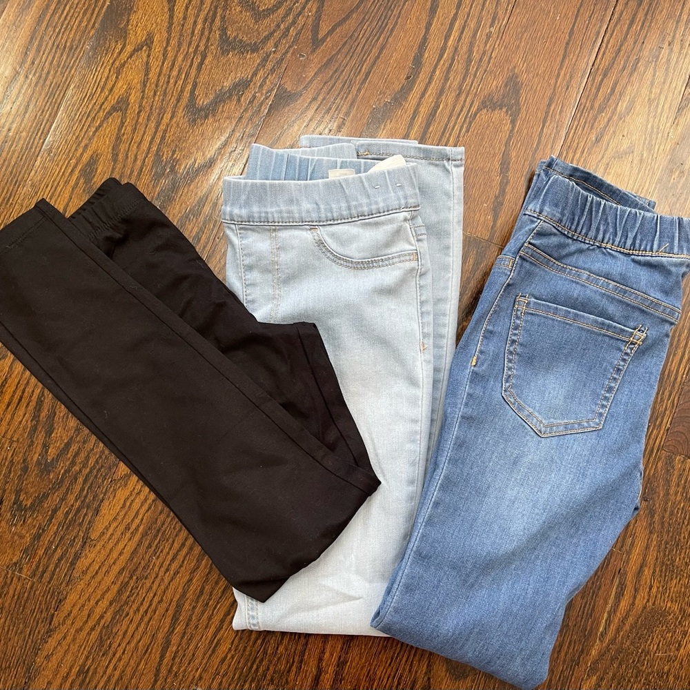 H&M Girls Jeggings Trio in Black, Light Blue & Medium Blue